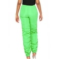 thumbnail image 3 of A2Y Women's Solid Sporty Style Ruched Adjustable Drawstring Jogger Pants Lime L, 3 of 3