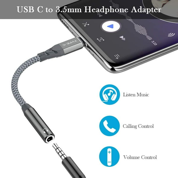 Adaptateur casque USB C vers 3,5 mm pour Samsung Galaxy S20 Ultra, APETOO  Note 10 Plus Prise casque Type C vers 3,5 mm Aux 
