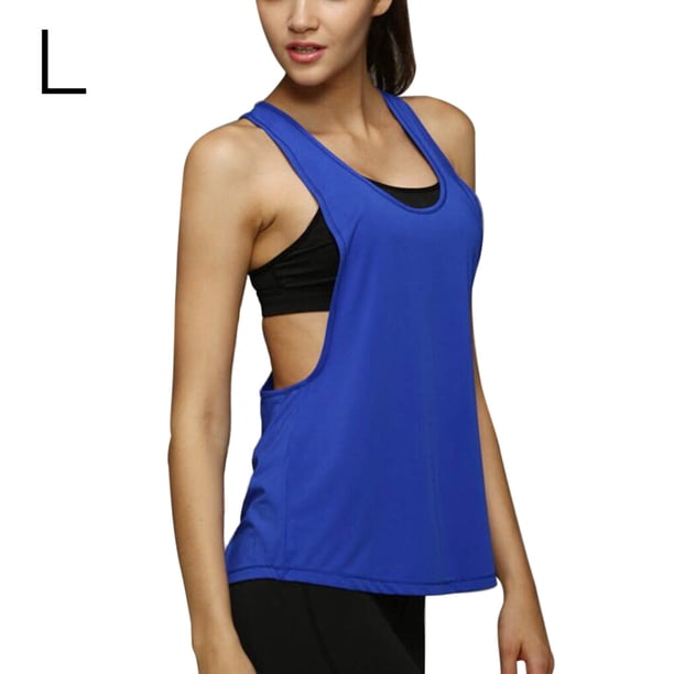 Minnieouse Camisetas deportivas sin mangas y espalda descubierta para mujer, camisetas de entrenamiento deportivo, chaleco, camiseta sin mangas Prendas para la parte del cuerpo Azul L