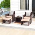 thumbnail image 3 of JOIVI Patio Conversation Set Balcony Furniture Set with Beige Cushions, Brown Wicker Chair with Ottoman, Steel, Wicker, Rattan, 3 of 10