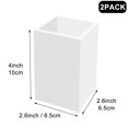 thumbnail image 3 of Porta lápices de acrílico blanco, paquete de 2 accesorios de escritorio, organizador de almacenamiento de brochas de maquillaje, organizador de papelería de escritorio de diseño moderno para oficina,, 3 of 5