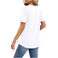 thumbnail image 4 of Womens Plus Size Tops Dressy Casual Flowy Short Sleeve Pleated Blouses Square Neck Solid Color Summer Tunic T-Shirts (White 2XL), 4 of 5