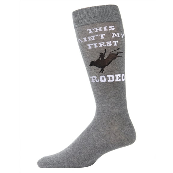 MeMoi Men's Aint' My First Rodeo Bamboo Blend Novelty Crew Sock - Mens - Male, 10-13, Black