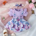 thumbnail image 2 of Edvintorg 0-18Months Toddle Girl Clothes Suit Summer Clearance Infant Outfits Short Sleeve Skirt Baby Girl Lace Bow Tie Dress Romper Hair Band Set, 2 of 6