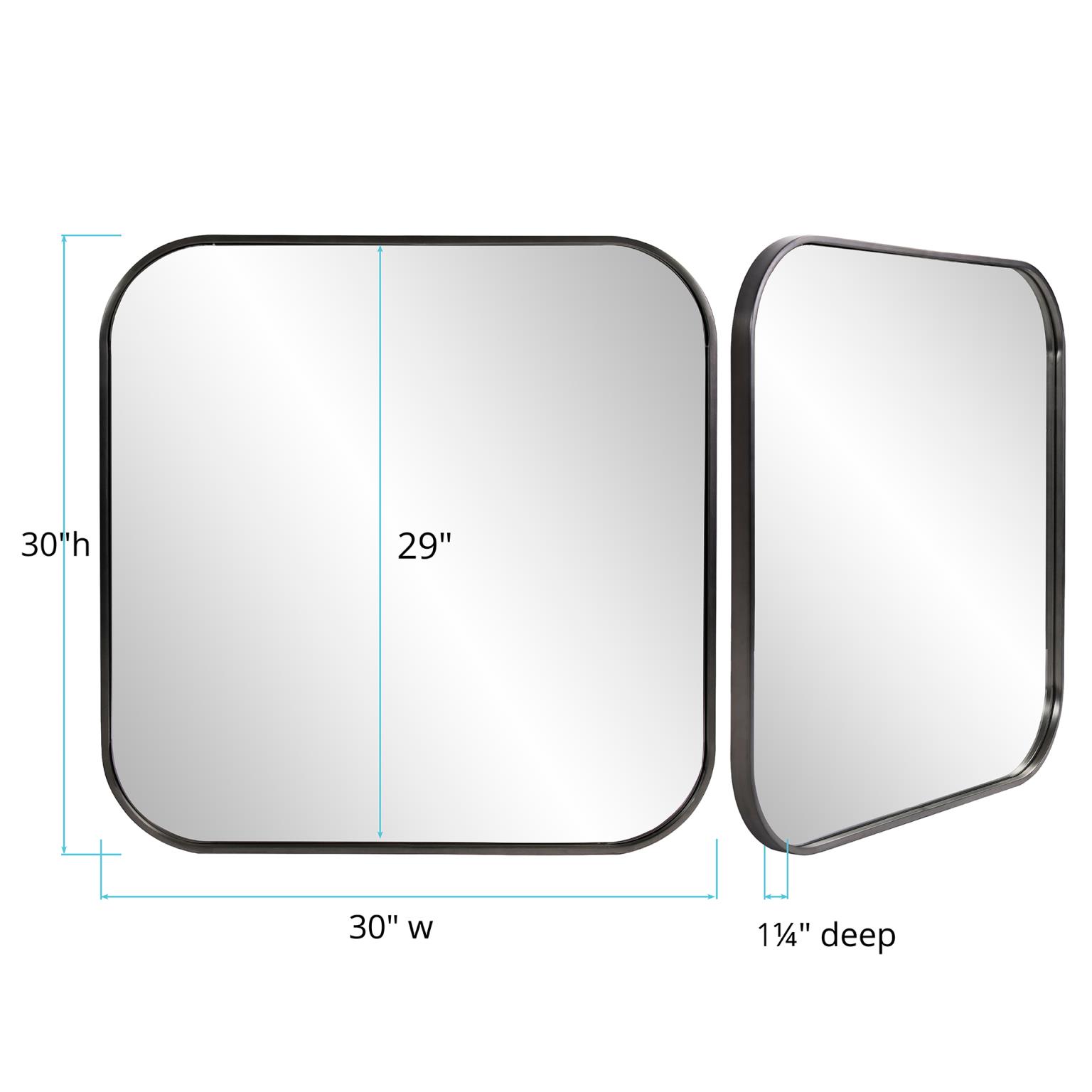 Tyler Dillon Brushed Black Square Stainless Steel Framed Vanity Mirror - 30" x 30"