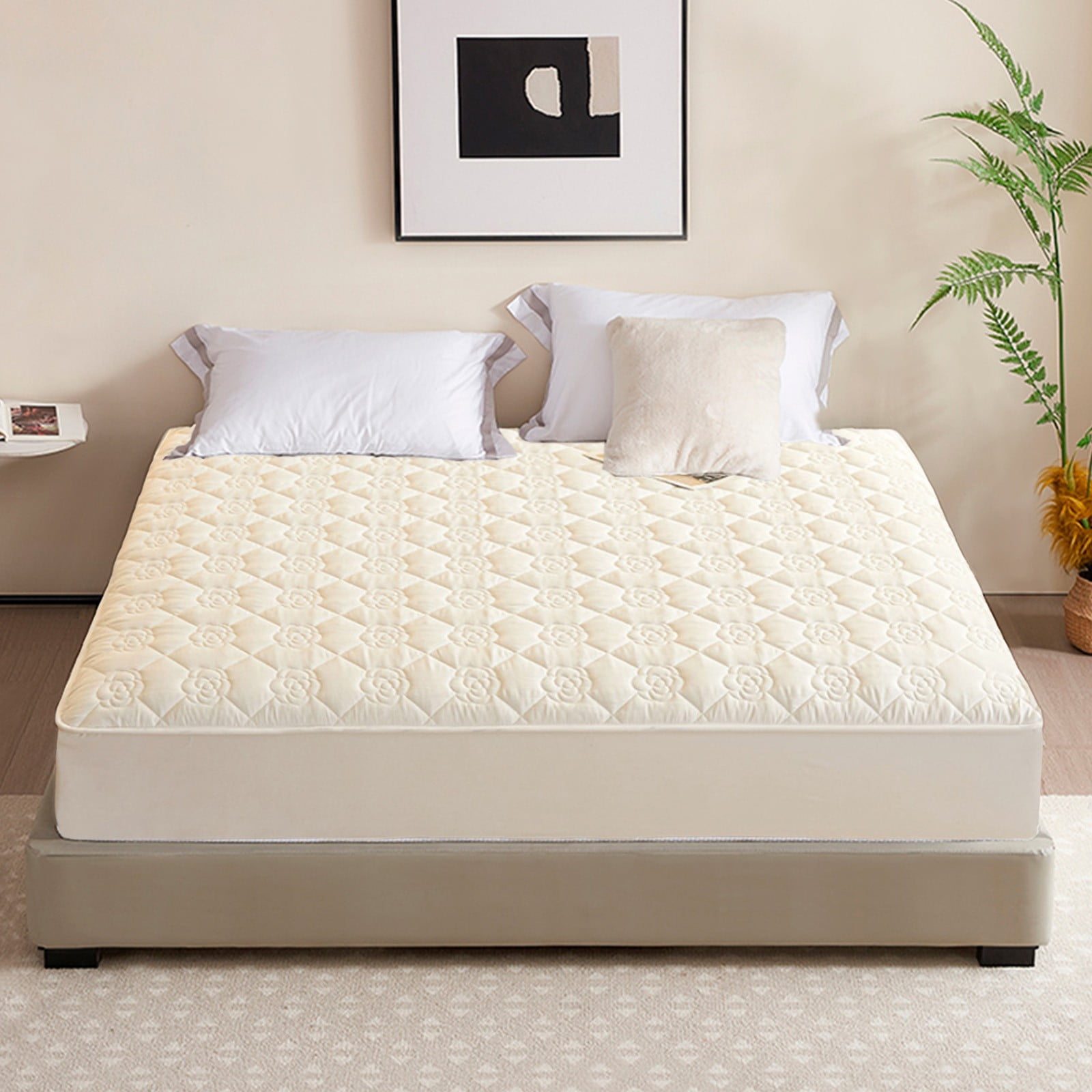 Tgbvmt Waterproof Fitted Bed Sheet Soft Polyester Mattress Protector 180x200cm Breathable Washable Bed Cover for Home Hotel Dormitory Bedroom Comfort Ideal for All Seasons and Daily Use