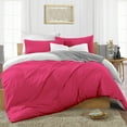 thumbnail image 1 of Duvet Cover 3 Piece Egyptian Cotton Cozy & Breathable 600 Thread Count Reversible Duvet Covers with Zipper Closure & Corner Ties Soft Comforter Cover (Super King Plus, Hot Pink ), 1 of 6