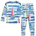 thumbnail image 2 of FORMRS Long Sleeve Top and Pants Pajama Set for Niños 2-Piece Sleepwear, Sizes 18M-8Y, Green Sailboats, 2 of 6