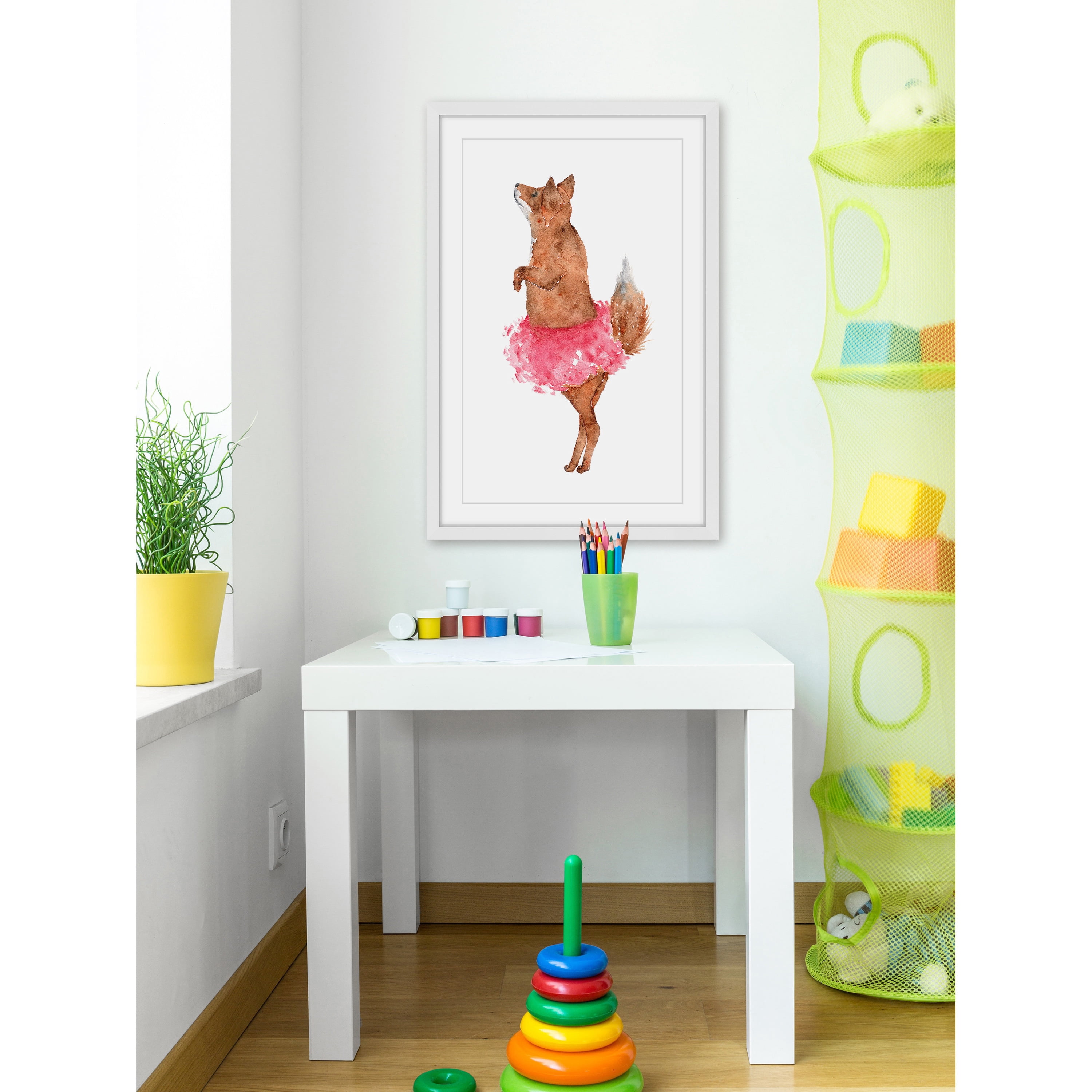 Marmont Hill "Ballerina Fox" by Thimble Sparrow Framed Painting Print