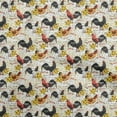 thumbnail image 1 of oneOone Cotton Poplin Yellow Fabric Birds Rooster Dress Material Fabric Print Fabric By The Yard 56 Inch Wide, 1 of 5
