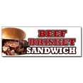 thumbnail image 1 of 36" Beef Brisket Sandwich Decal Sticker Slow Cooked bar b que Texas Smoked, 1 of 2