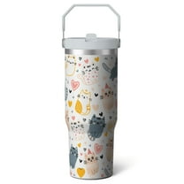 1pc cat 30oz Tumbler with Straw & Handle - Insulated Stainless Steel Cup | Holiday Gift for Man Women (Christmas, Valentine's, Birthday)