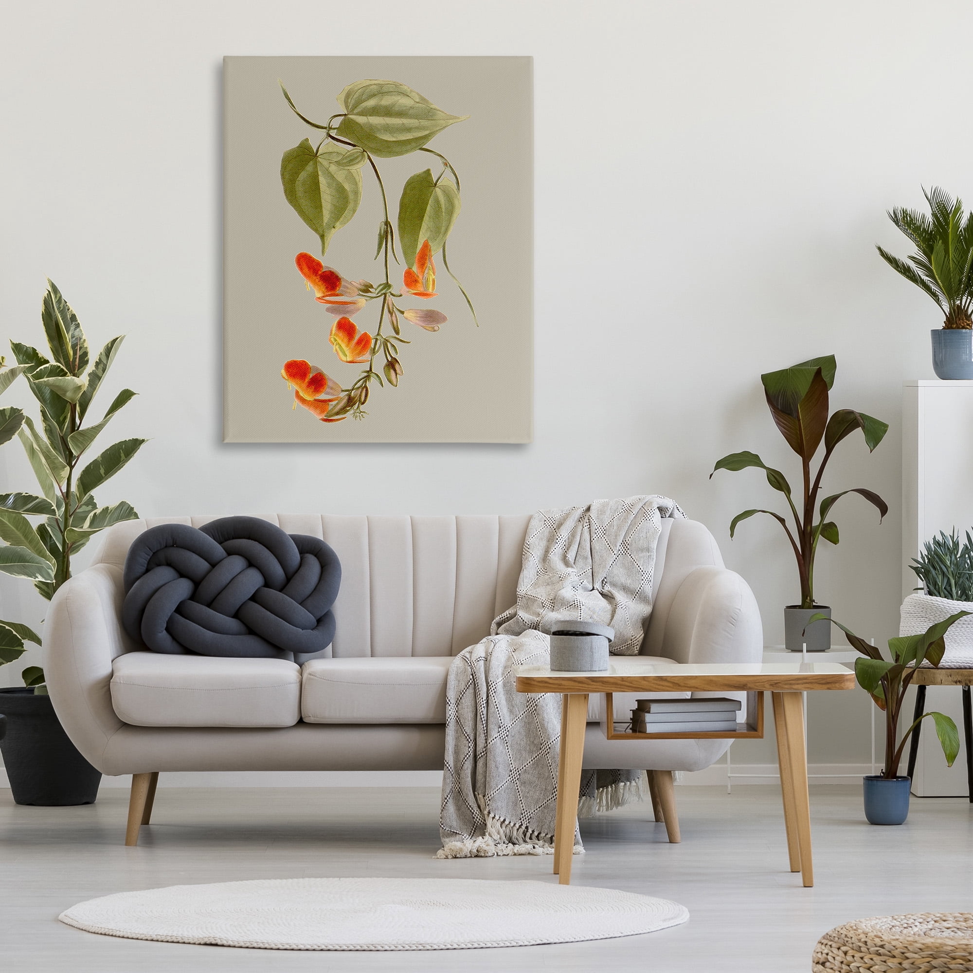Stupell Industries Vine with Red Blossoms Botanical & Floral Painting Gallery Wrapped Canvas Art Print Wall Art, 36 x 48