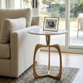 thumbnail image 4 of Modern End Table with Marble Top for Bedside or Living Room Decor - Sculptural Aluminum Base Side Table for Small Spaces - Decoarative Compact Accent Table for Home Display - 23", Gold & Metallic, 4 of 12