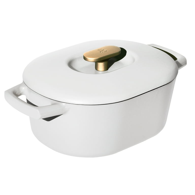 Beautiful 6QT Enamel Dutch Oven, White Icing