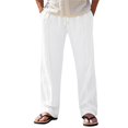 thumbnail image 3 of Men’s Loose Straight Cotton Linen Pants Breathable Summer Casual Bottoms, 3 of 9