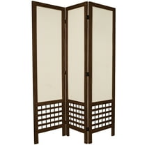 5 1/2 ft. Tall Wood Frame Fabric Panel Screen Room Divider - Burnt Brown - 3 Panel