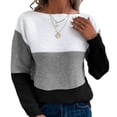thumbnail image 6 of Women's Striped Sweater Boat Neck Knitted Sweater Casual Long Sleeve Pullover Fashion Sweater Top, 6 of 8
