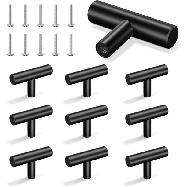 10 PCS Tiradores para Cajones, Jaladeras para Cajones, Con Tornillos Acero Inoxidable Jaladeras para Cocina, Adecuado para Armarios, Cajones, Puertas (Negro)