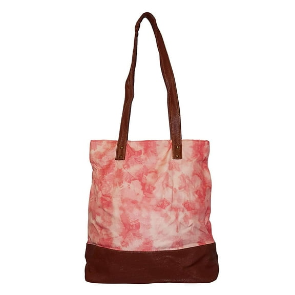 Women's Cotton Tie Dye Tote Bag - Medium Sized Peach Color Handbag