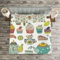 thumbnail image 3 of Ambesonne Tea Party Quilted Bedspread Set 3 Pcs, Coffee and Dessert, King Size, Multicolor, 3 of 3