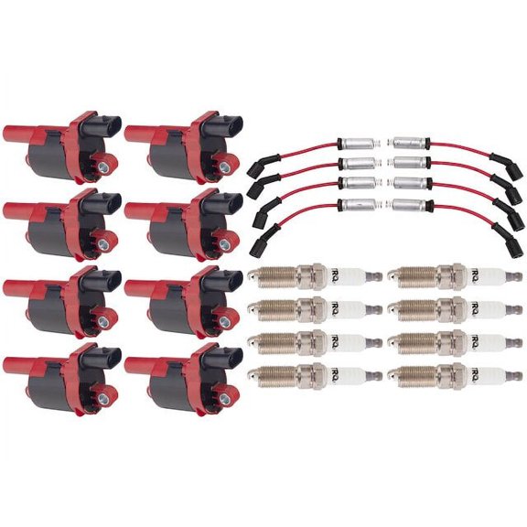 Ignition Coil Spark Plug and Wire Set 17 Piece - Compatible with 2014 - 2020 Chevy Silverado 1500 2015 2016 2017 2018 2019