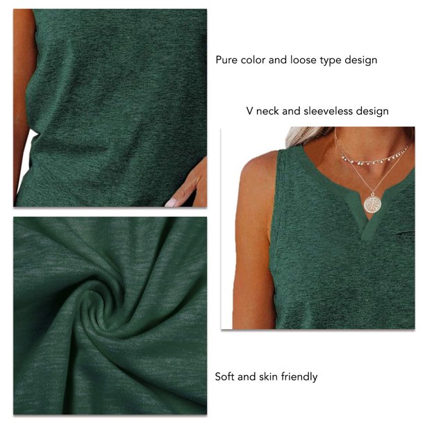 Camisetas sin mangas con cuello en V camisetas sin mangas para mujer camisa delgada cuello en V sin mangas camiseta sin mangas color sólido casual ajuste holgado ANGGREK Otros