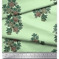thumbnail image 3 of Soimoi Modal Satin Fabric Leaves & Floral Block Print Sewing Fabric Yard 42 Inch Wide, 3 of 3