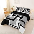 thumbnail image 2 of Homewish Geometric Plaid Full Size Comforter Sets,Mid Century Artwork Bedding Comforter Set,Black Gray,Black Reversible,3 Pieces,1 Comforter and 2 Pillowcases, 2 of 7