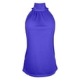 thumbnail image 6 of TrendOFT Halter Tank Top for Women Summer High Neck Tie Strap Camisole Tops Solid Sleeveless Dressy Casual Blouse Blue XXL, 6 of 7