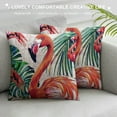 thumbnail image 3 of Nawypu Watercolor Flamingo Throw Pillow Covers  Summer Tropical Green Palm Leaf Background Pillowcase Birds Square Home Sofa Outdoor Decor Cushion Cover 18x18Inch (WF-Flamingo), 3 of 5