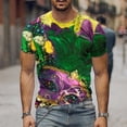thumbnail image 5 of Charella Carnival T-shirts for Men Mardi Gras Decorations Short Sleeve Crewneck Tops 2024 Men Clothing Casual Fashion,Green,XL, 5 of 5