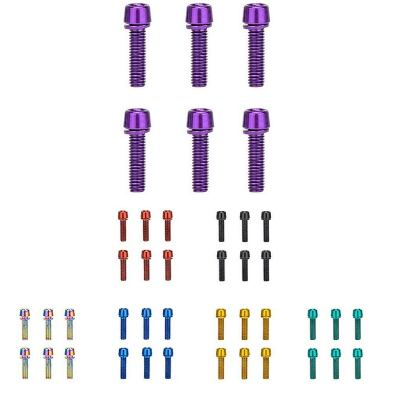 Bike Handlebar Stem Bolts M5*18Mm Purple Quantity 6Pcs M5 Bolts