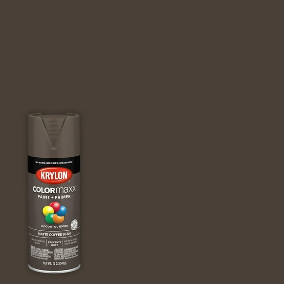 Krylon COLORmaxx Paint   Primer Spray Paint, Matte, Coffee Bean, 12 oz.