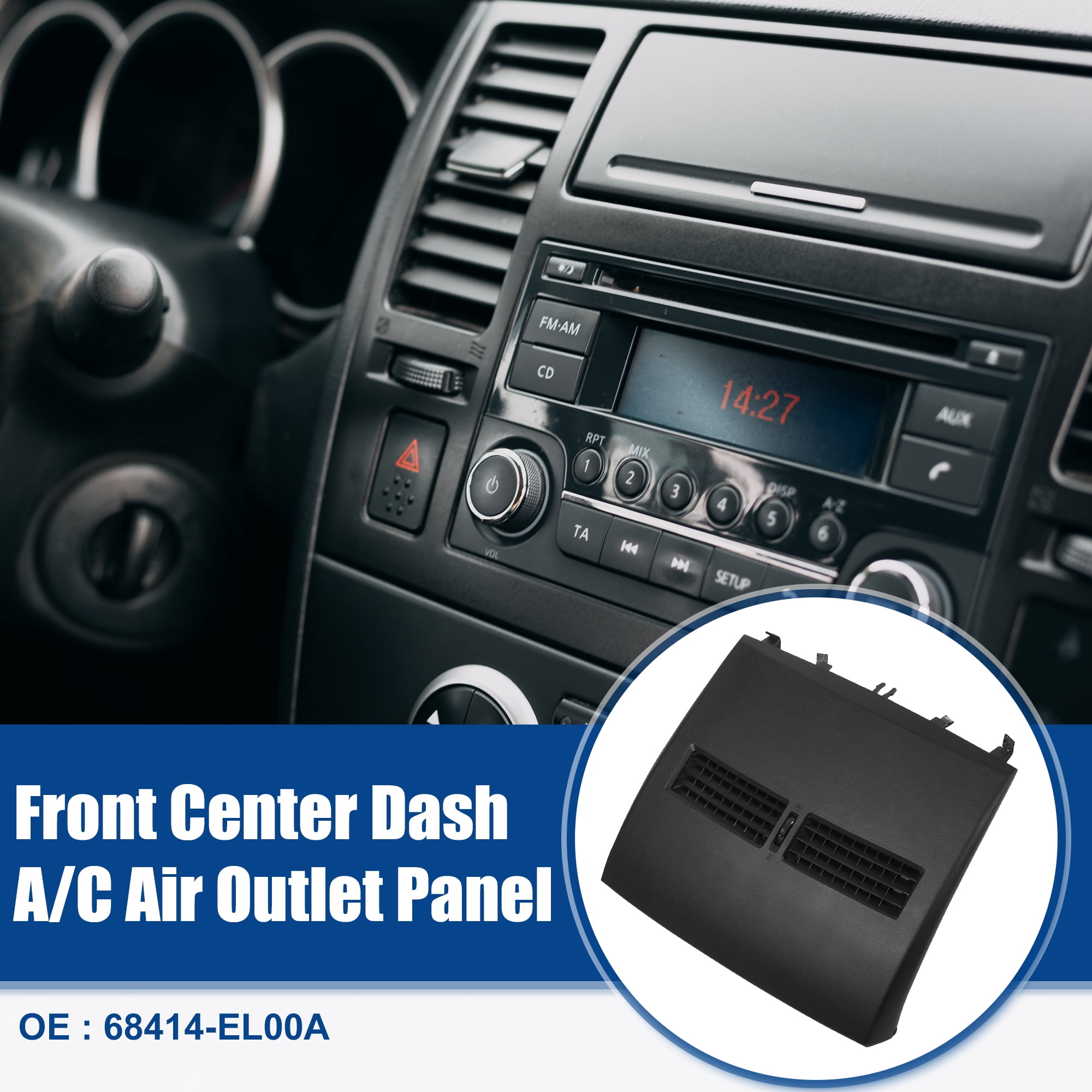 Unique Bargains Front Center Dashboard A/C Outlet Vent Panel for Nissan Tiida Black