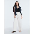 thumbnail image 3 of Scoop Women's Paperbag Waist Wide Leg Cotton Pants, Regular, Short and Long Inseams, Sizes XS-XXL, 3 of 6