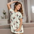 thumbnail image 2 of Horeoi Christmas Pug Dog Print Women's Short-sleeved Nightdress Breathable Cotton-like Material Loose A-line Knee-length, 2 of 6