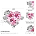 thumbnail image 6 of Juwaliy Women Heart Ring Silver Plated Rose Flower October Birthstone Tourmaline Pink Solitaire Ring Jewelry Mother Birthday Valentine's Day Gift, 6 of 12