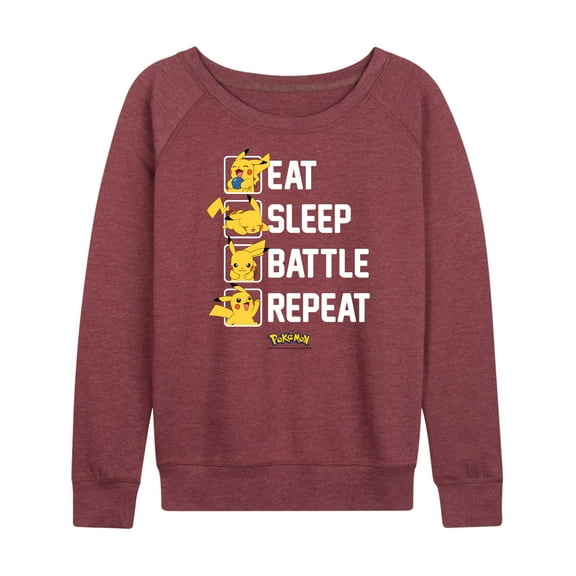 Pokémon - Eat Sleep Battle Repeat - Women's Lightweight French Terry Long Sleeve Shirt