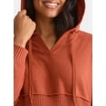 thumbnail image 5 of Time and Tru Women's and Women's Plus Fashion Mixed Media Hoodie, Sizes XS-4X, 5 of 7