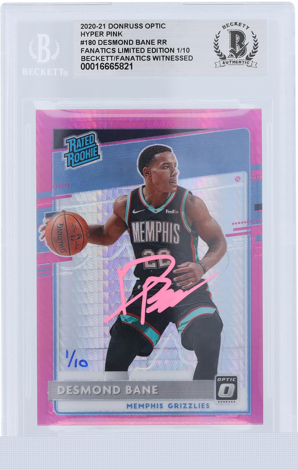 Desmond Bane Memphis Grizzlies Autographed 2020-21 Panini Donruss Optic Hyper Pink Prizm #180 #/10 Beckett Fanatics Witnessed Authenticated Rookie Card - Fanatics Authentic Certified