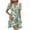 Green, variant on Drses Women's All Over Print Short Puff Sleeve V Neck Belted Dress Ruffle Hem A Line Short Dresses