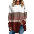 thumbnail image 2 of Womens Tops Blouses for Women Winter Long Sleeve Graphic Tees Round Neck Top Fall Color Block Sweatshirts Trendy Long Sleeve Shirts for Women, 2 of 7
