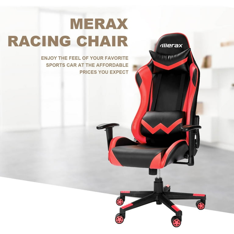 Merax High Back Racing Style Gaming Chair Ergonomic Design with Headrest and Lumbar Support PU Leather Chair Walmart