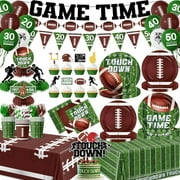Football Party Decorations Include Paper Plates Napkins Cake Topper Banner Balloon Touchdown Tablecloth for Football Birthday Game Day Tailgate Party Decor, Football Party Supplies Kit Serve 24