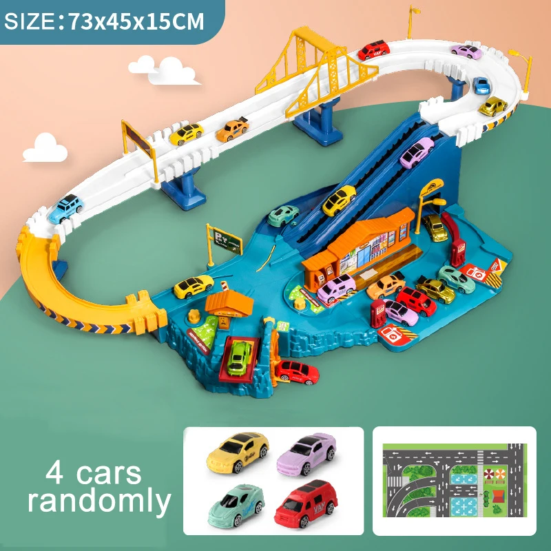 Electric Rail Car Dinosaur Building Parking Lot Adventure Racing Rail ...