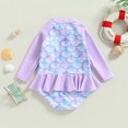 thumbnail image 4 of Fortune Toddler Girl Swimsuits One Piece Zipper Ruffle Bathing Suit Rash Guard Long Sleeve Swimwear, 4 of 9