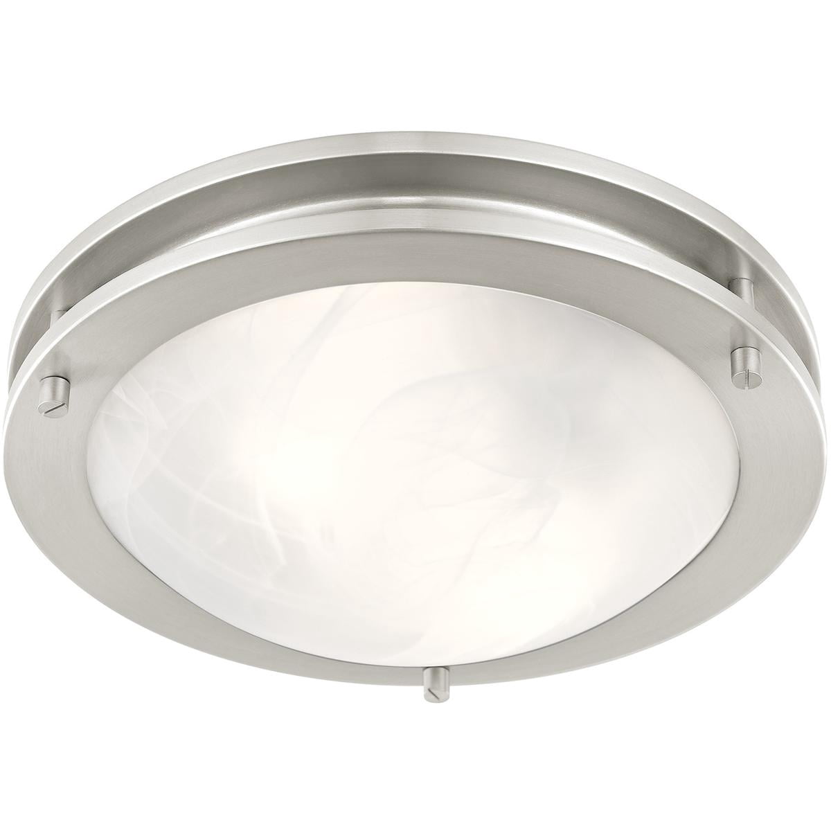 2 Light Brushed Nickel Ceiling Light fixture with White Alabaster Glass Shade
