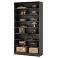 thumbnail image 3 of Fnova 70.87"H Tall Storage Shelf, Modern Freestanding Wooden Bookshelf with 8 Adjustable Shelves, Large Open Bookcase Display Organizer for Living Room, Bedroom, Home Office, Black, 3 of 20