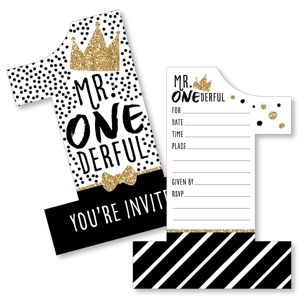 1st Birthday Little Mr. Onederful - Shaped Fill-In Invitations - Boy